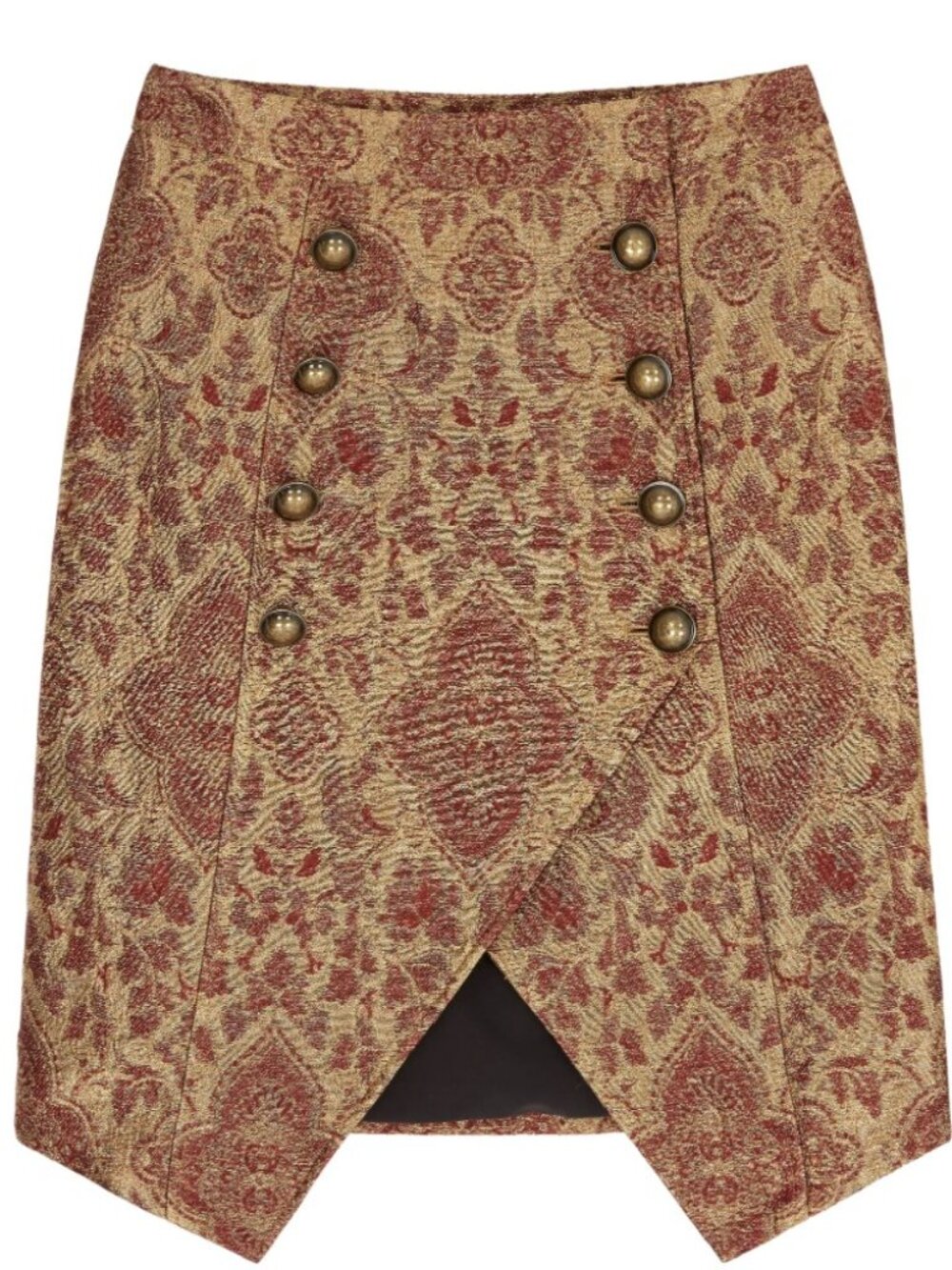 Banana Republic x Olivia Palermo Burgundy and Gold Brocade Skirt